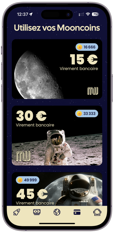 Page pour utiliser ses mooncoins