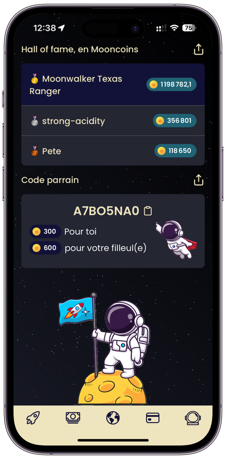 Classement de la communauté des utilisateurs de moonwalk